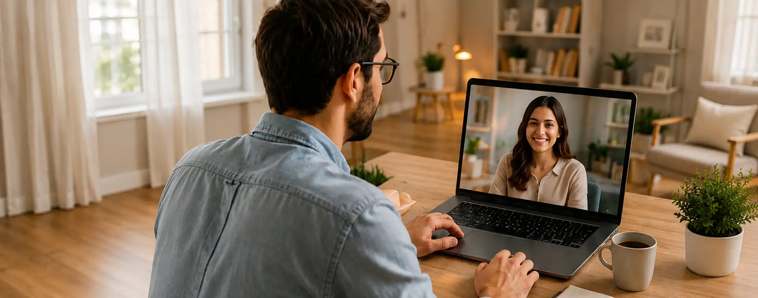 Psicólogo realizando atendimento online