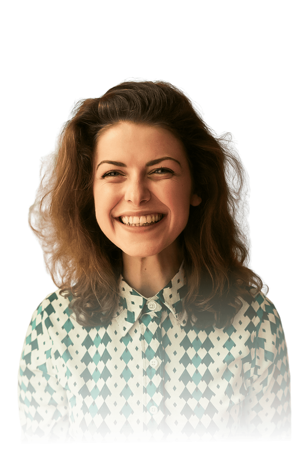 Pessoa sorrindo representando bem-estar mental